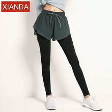 Autumn Sports Pants Women Two Pieces Fitness Yoga Pants and shorts with Inner Phone Pocket